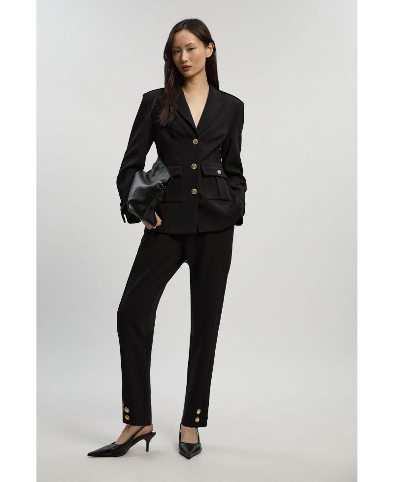 Petite Military Straight Leg Trousers