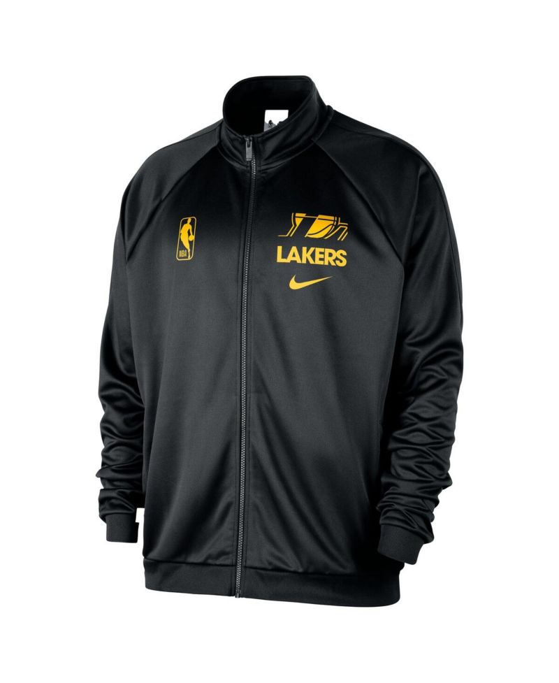 Men's Black Los Angeles Lakers Courtside Pique Club Full-Zip Track Jacket