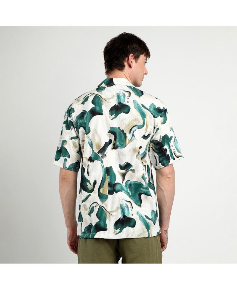 Men's Emerald Green Oversized Swirl Strokes Shirt