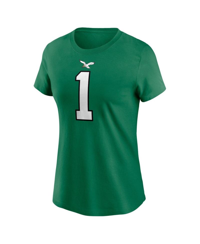 Women's Jalen Hurts Kelly Green Philadelphia Eagles Player Name and Number T-shirt