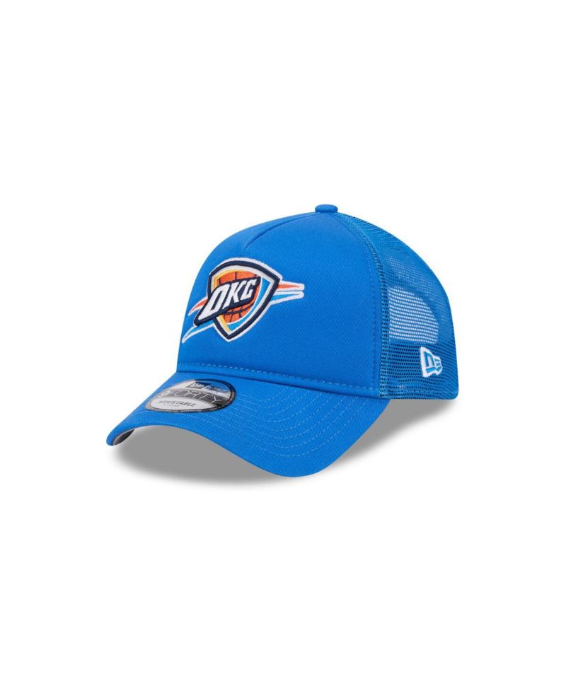 Men's Blue Oklahoma City Thunder Core Logo Foam Front A-Frame 9FORTY Adjustable Trucker Hat