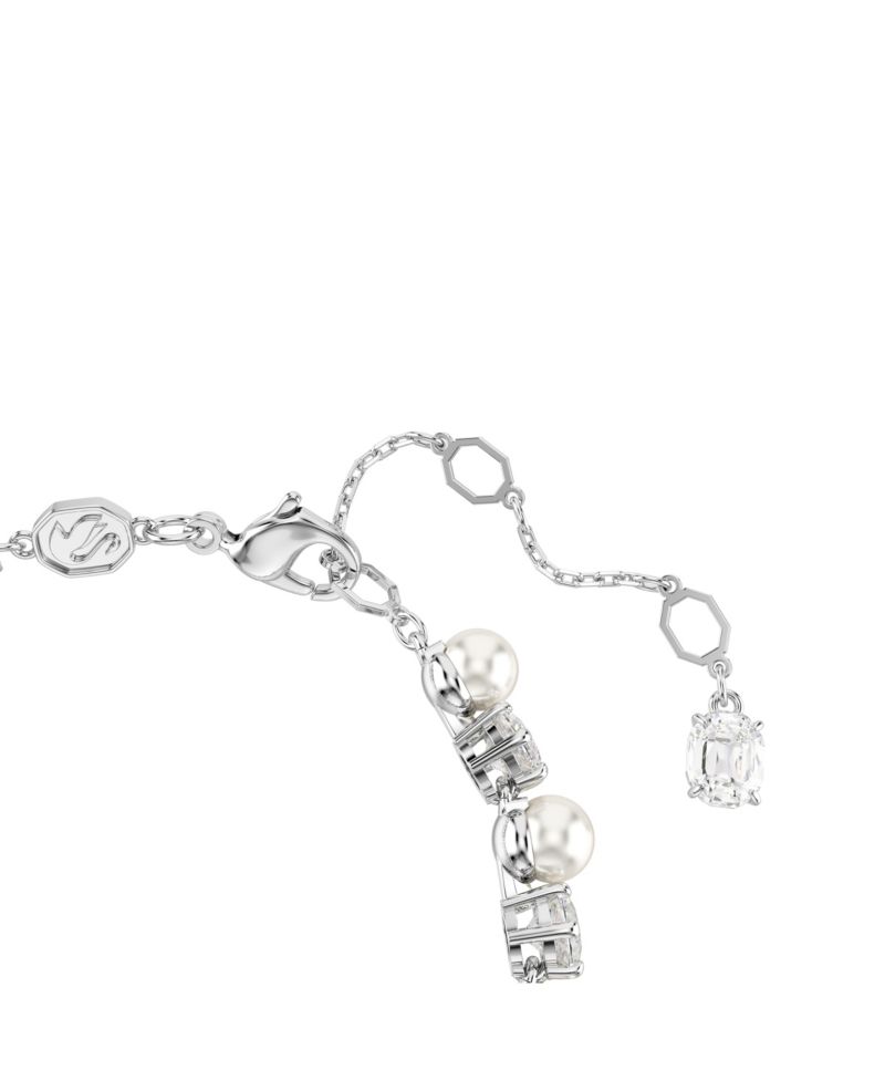 Crystal Cultivated Pearl Round Cut Tennis Bracelet