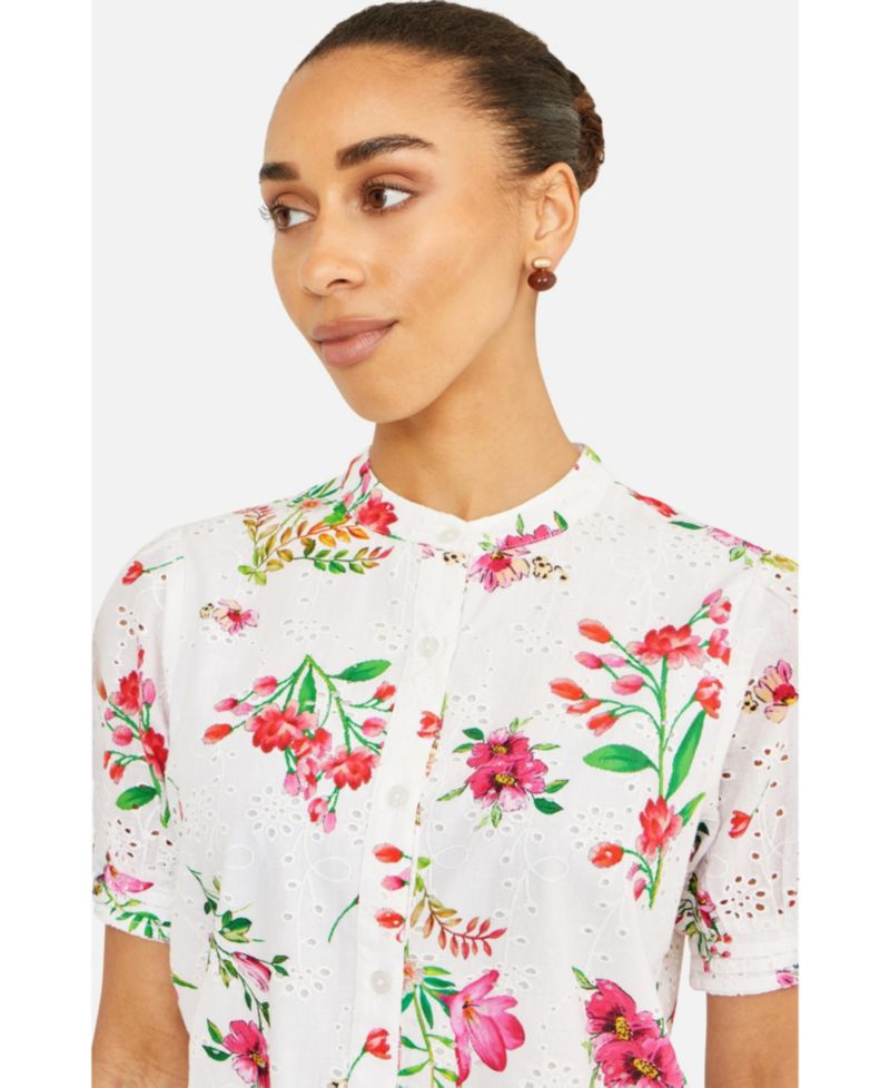 Women's Cotton Broderie Anglaise Floral Shirt