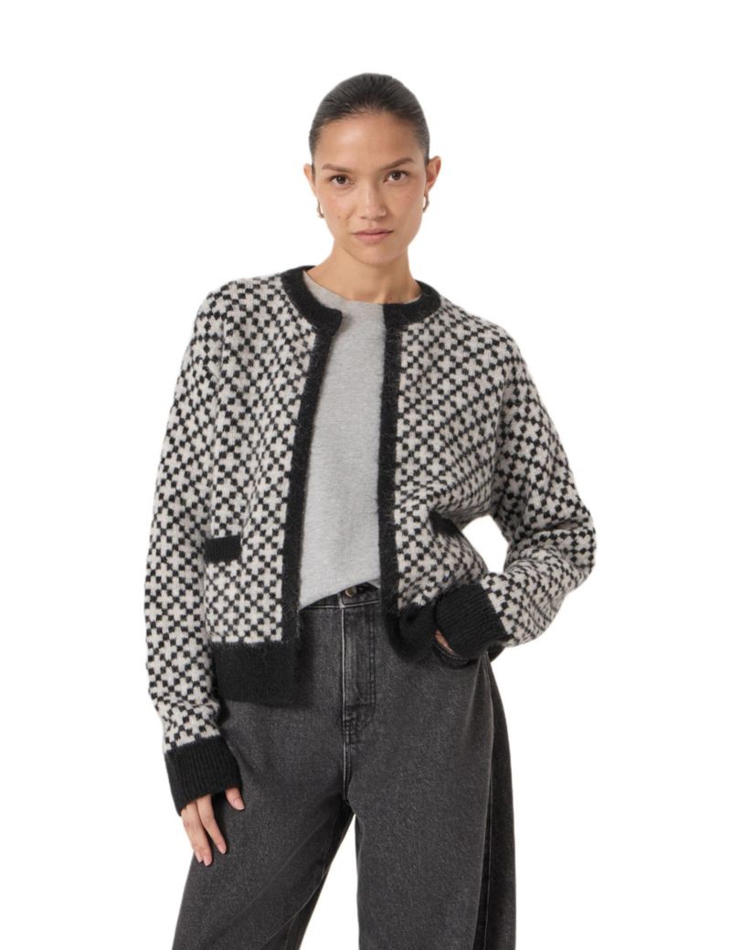 Women's Jacquard Wool Edge To Edge Cardigan