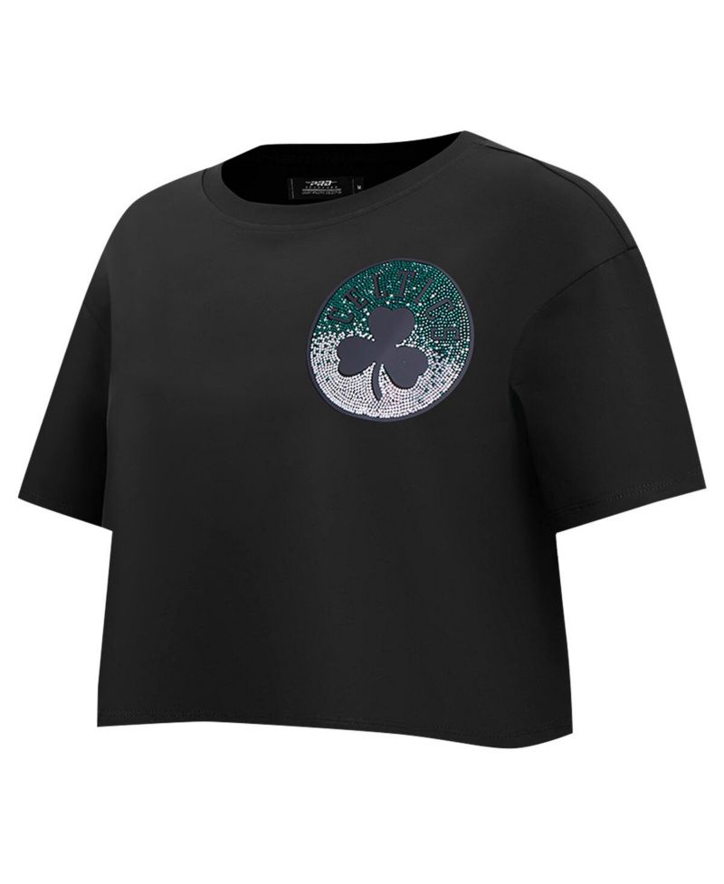 Women's Black Boston Celtics Jewels Boxy Cropped T-Shirt