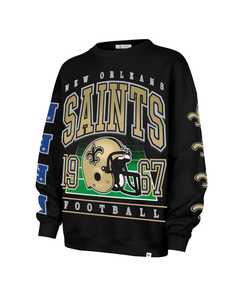 Women's Black New Orleans Saints Go Big Oversized Pullover Sweatshirt