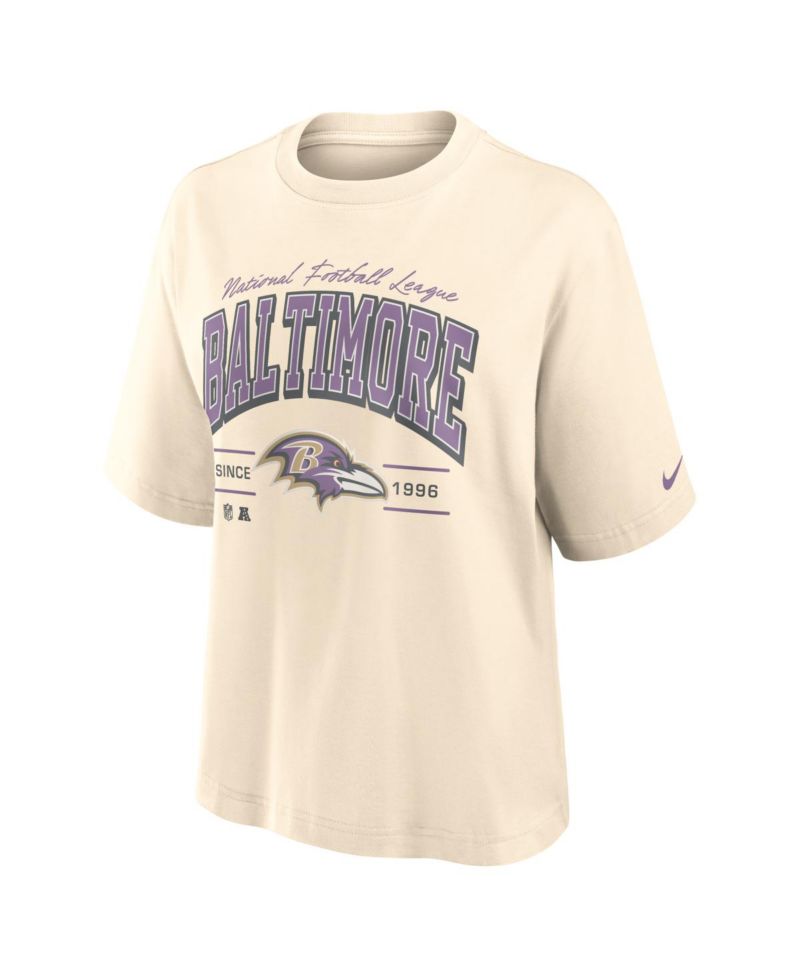 Women's Cream Baltimore Ravens Vintage Mod Boxy T-Shirt