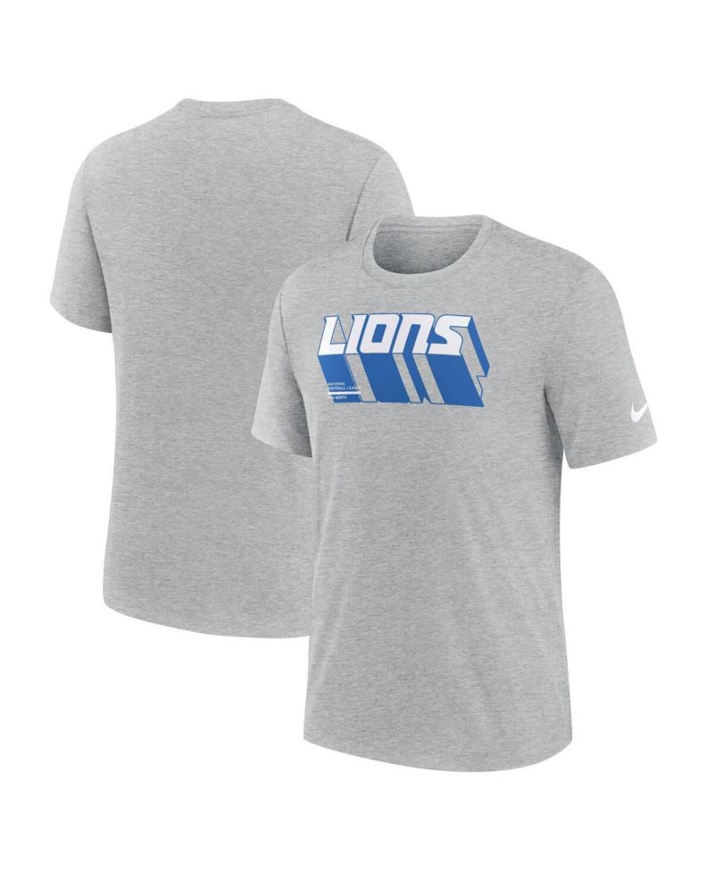 Men's Heather Gray Detroit Lions Long Pass Tri-Blend T-Shirt