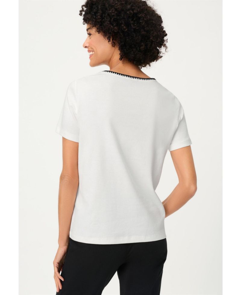 Women's Embroidered Neck T-Shirt