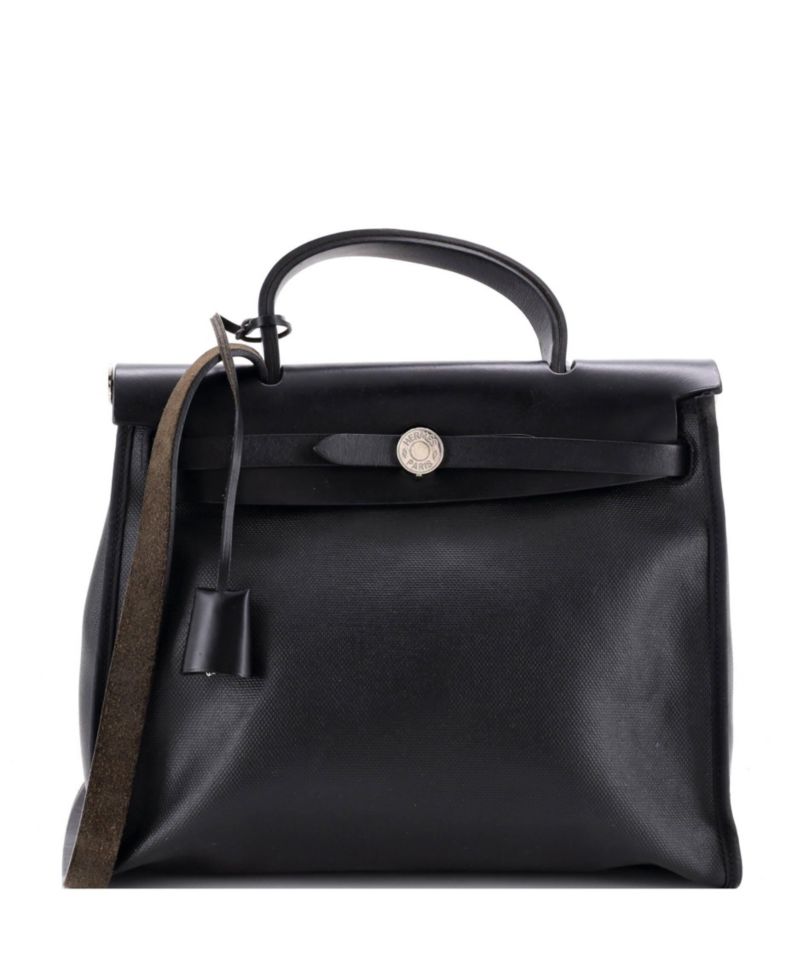 Pre-Owned Herm&egrave;s Herbag Zip Berline Top-Handle Canvas and Leather Tote