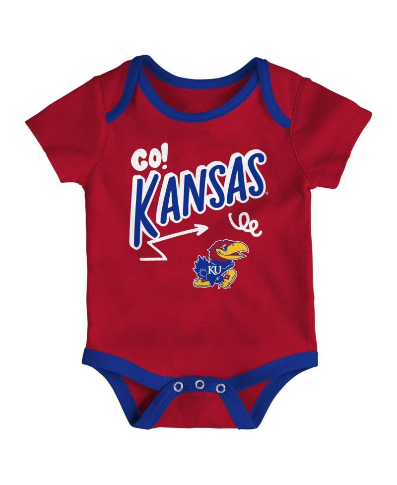 Baby Boys and Girls 3-Pack Kansas Jayhawks All Day Play Bodysuit Set