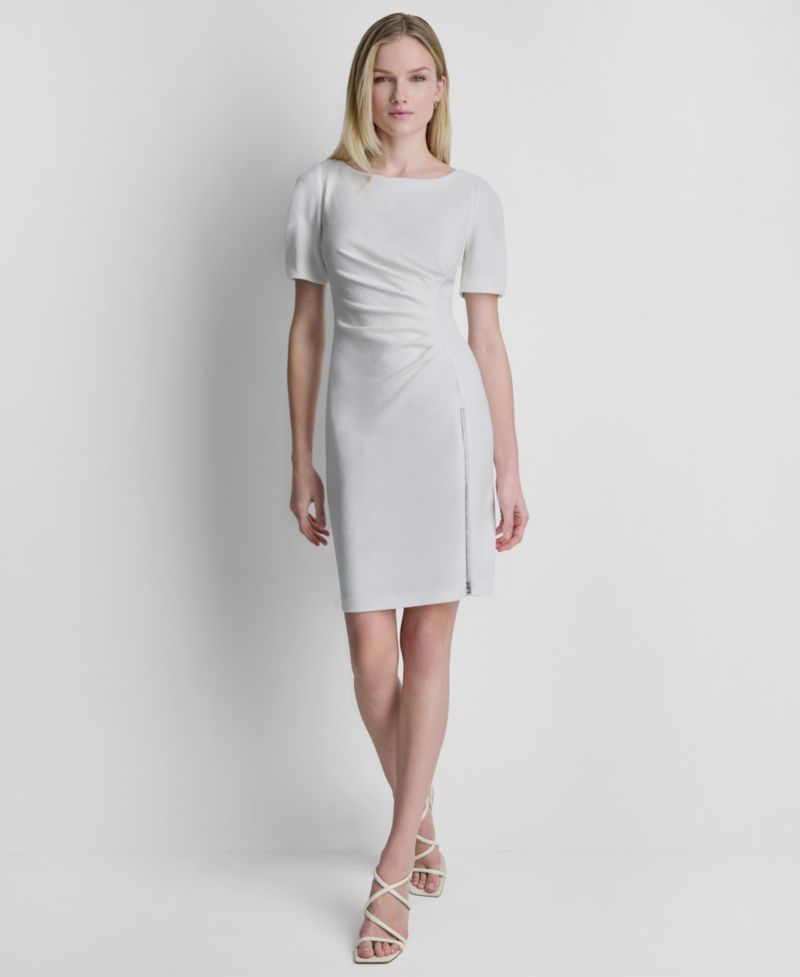 Women's Ruched Crewneck Short-Sleeve Dress