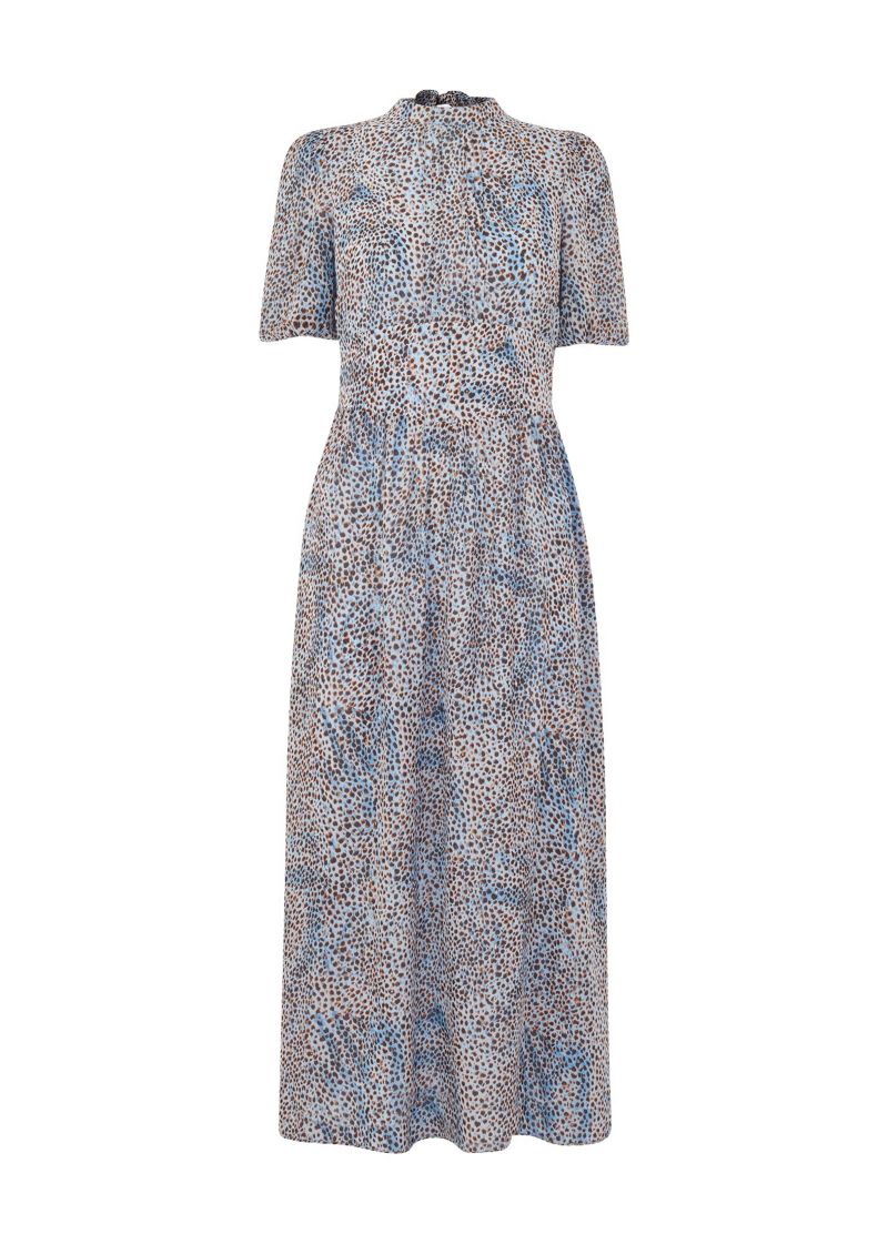 Women's High Neck Fit and Flare Midi Dress