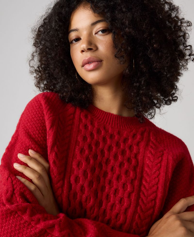 Women's Jolie Cable-Knit Long-Sleeve Crewneck Sweater