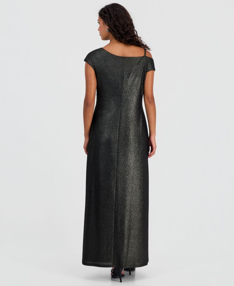 Petite Jacquard Asymmetric Dolman-Sleeve Sheath Dress