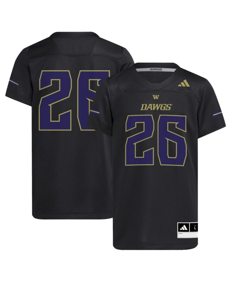 Big Boys and Girls 26 Black Washington Huskies Dawgs Strategy Football Jersey
