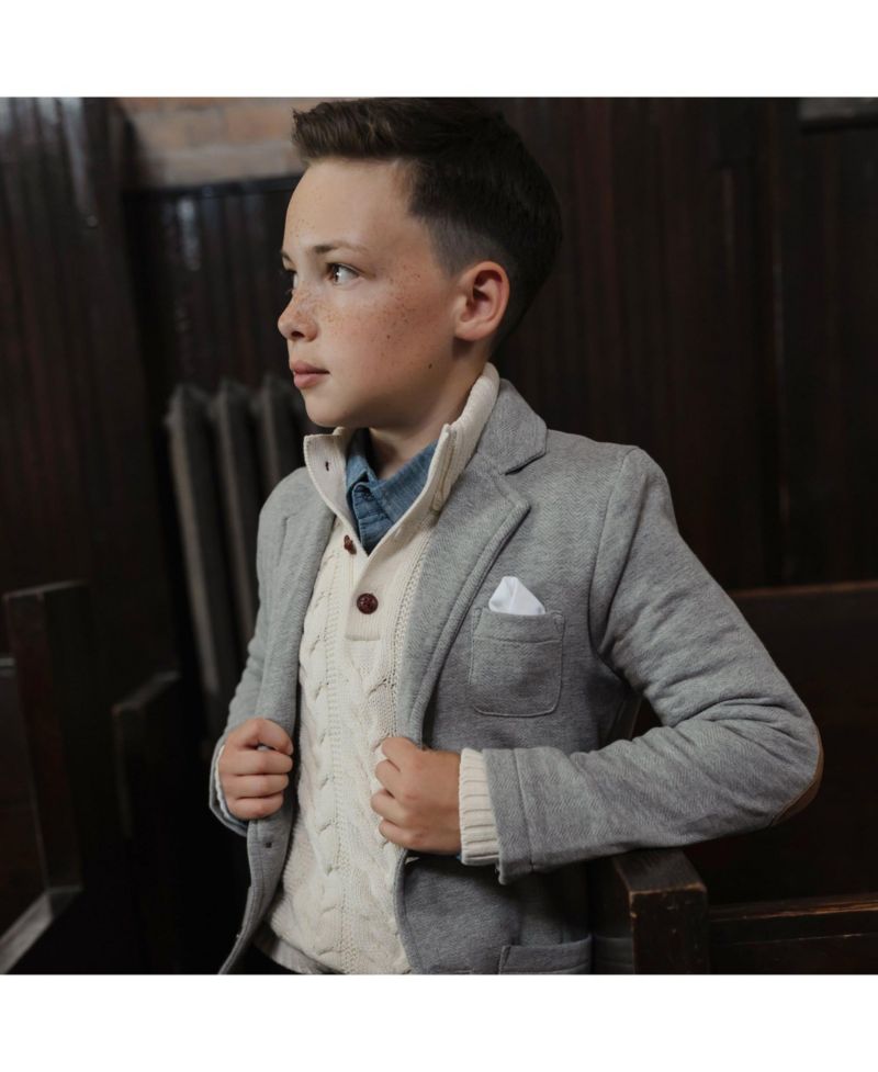 Baby Boys Hope and Henry Mock Neck Cable Sweater with Buttons