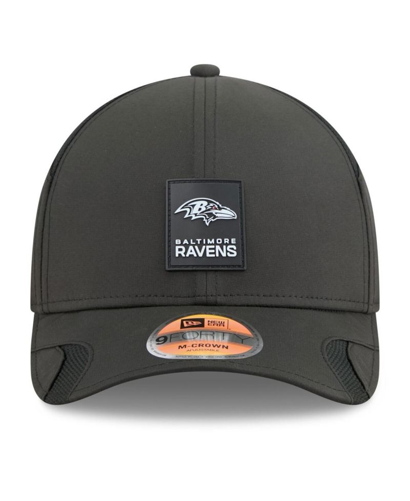 Men's Black Baltimore Ravens 2025 Sideline M-Crown 9FORTY Adjustable Hat