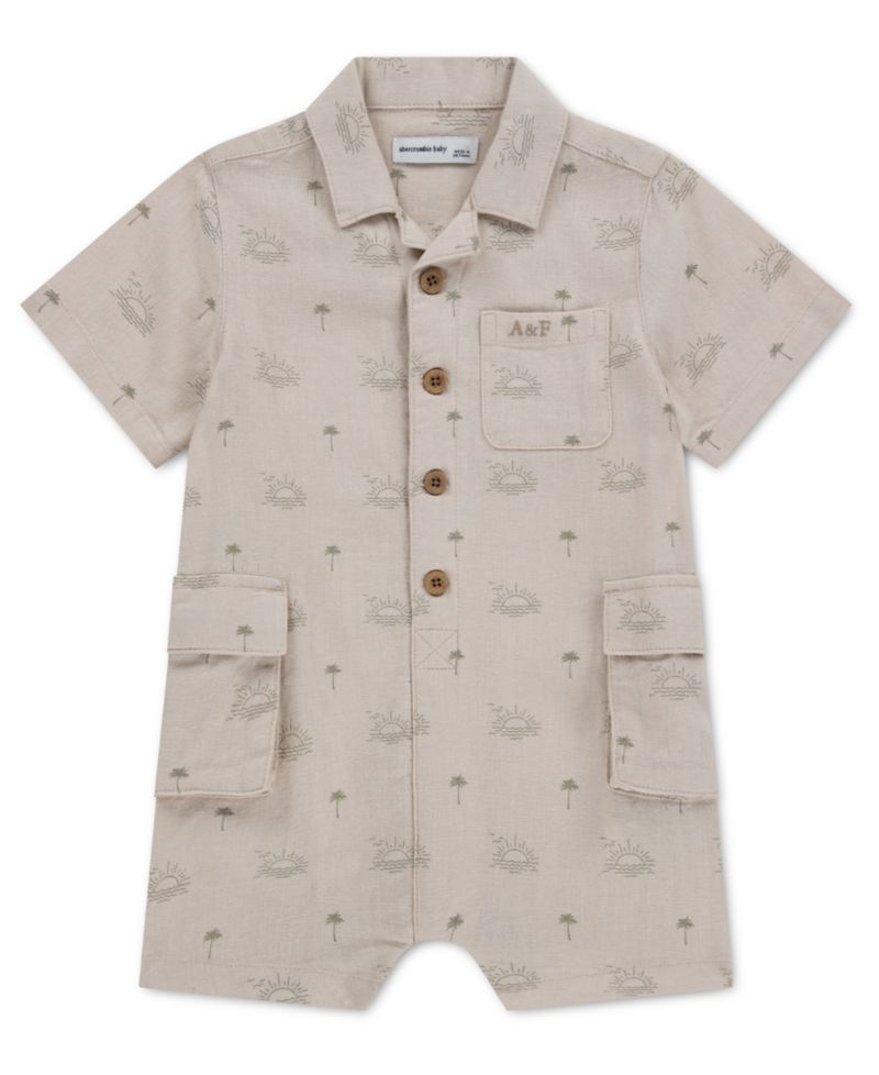 Baby Boys' Short-Sleeve Cargo Romper