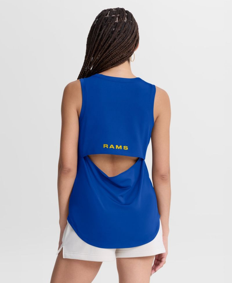 Women's Royal Los Angeles Rams Draped Mesh Back Performance&iquest; Tank Top