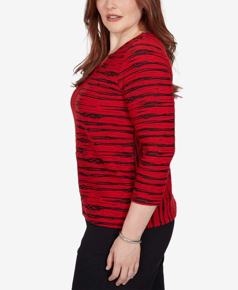 Petite Keyhole Neck 3/4-Sleeve Blouse