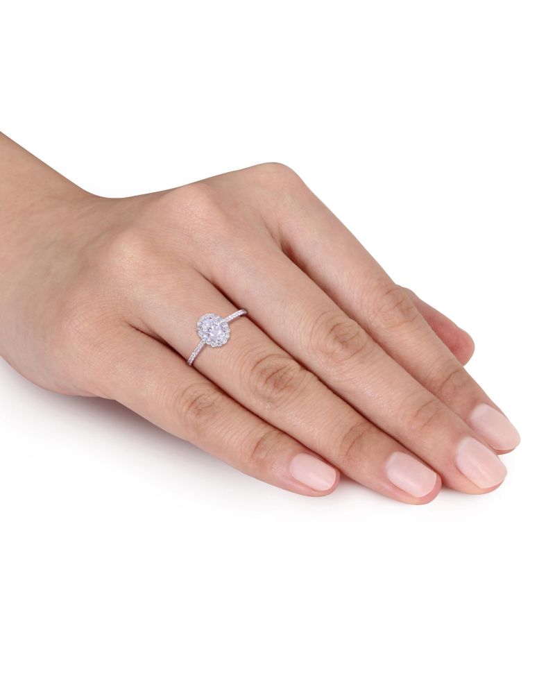 Oval Certified Diamond (3/4 ct. t.w.) Halo Engagement Ring in 14k White Gold
