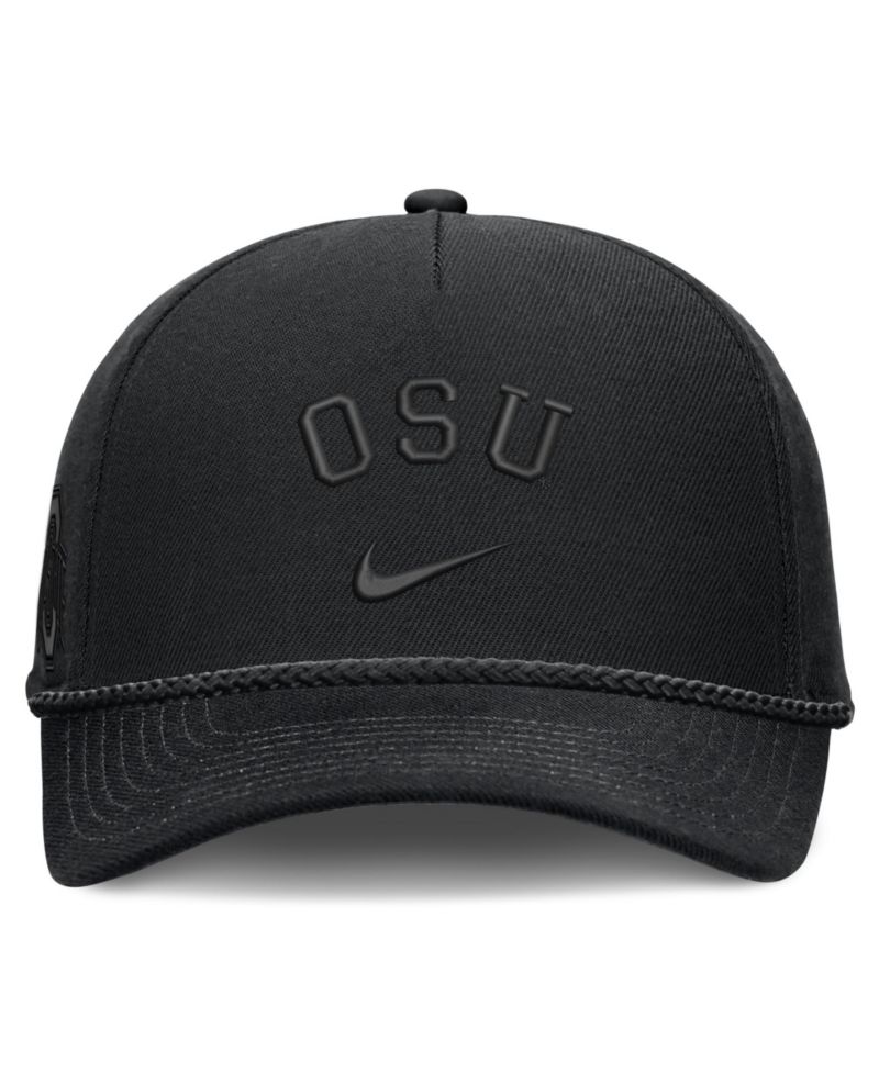 Men's and Women's Black Ohio State Buckeyes Campus Prep Tonal Rope Rise 5-Panel Adjustable Hat