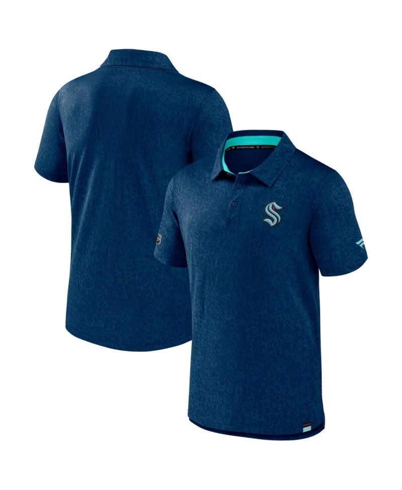 Men's Deep Sea Blue Seattle Kraken Authentic Pro Jacquard Polo Shirt