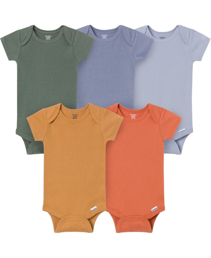 Baby 5-Pack Short Sleeve Bodysuits, Cozy Neutral, 24 Months