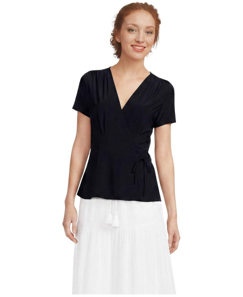 Women's Short-Sleeve V-Neck Peplum Blouse