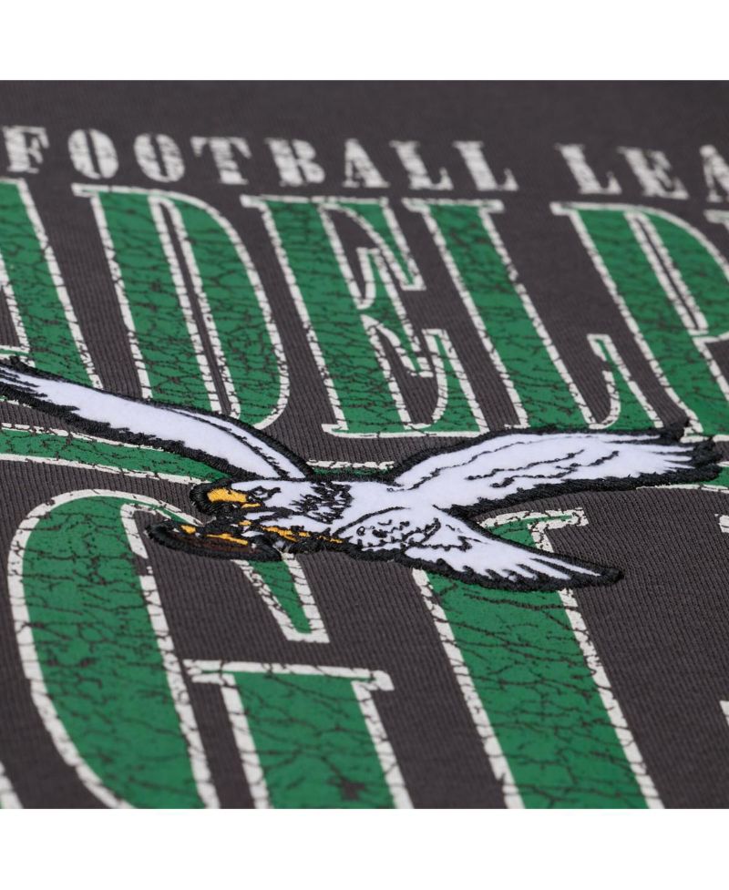 Men's Black Philadelphia Eagles Downtown Crew Vintage Logo Sweatshirt