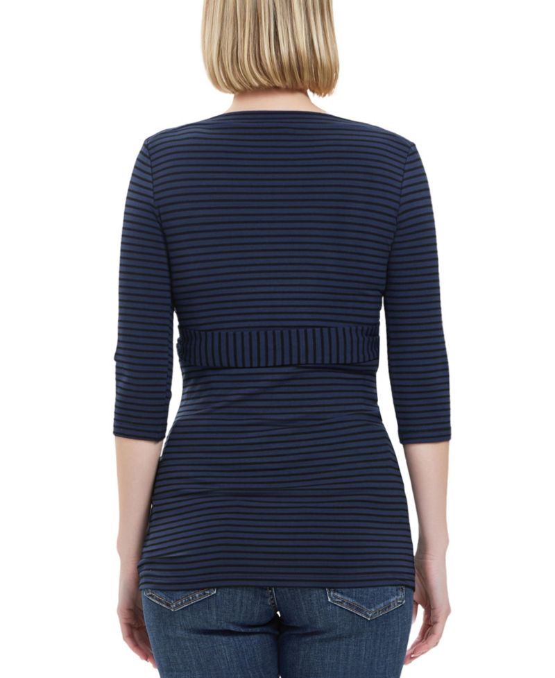 Maternity Striped Boat Neck Top