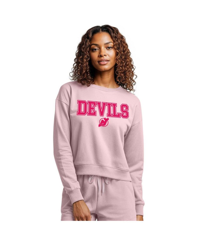 Women's Pink New Jersey Devils Tonal Pullover Sweatshirt