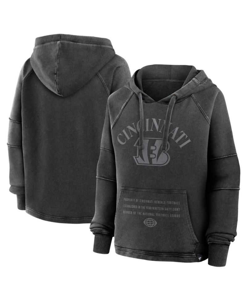Women's Black Cincinnati Bengals Oversized Raglan Gridiron Hoodie
