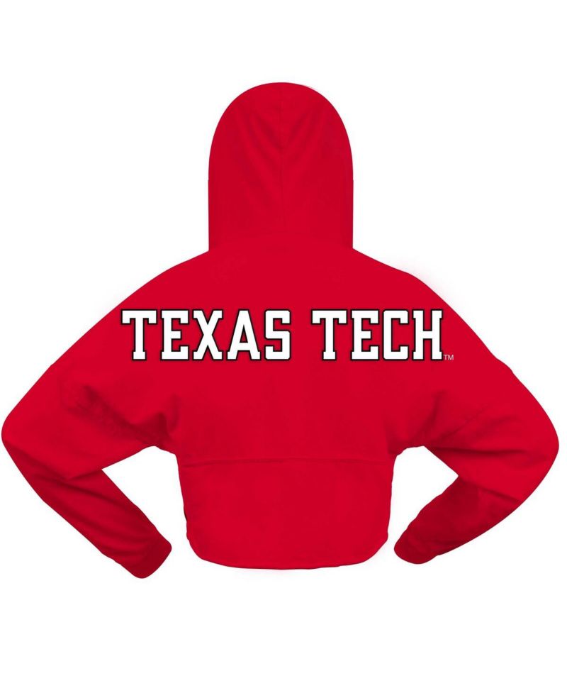 Women's Red Texas Tech Red Raiders Oversized Cropped Pullover Hoodie