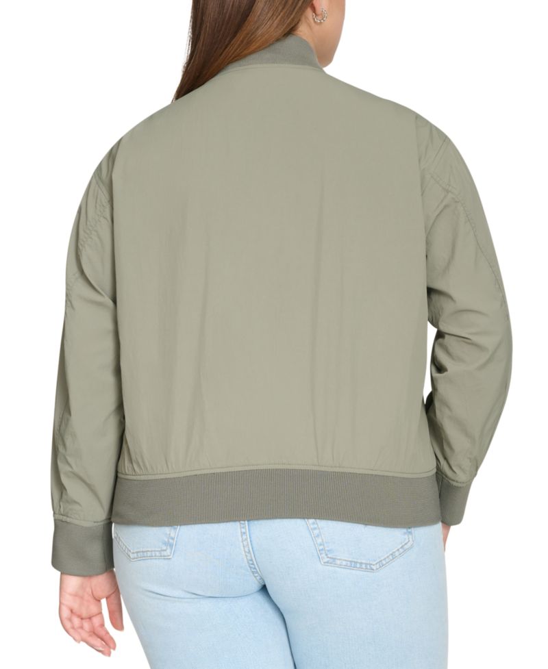 Trendy Plus Size Lightweight Zip-Front Bomber Jacket