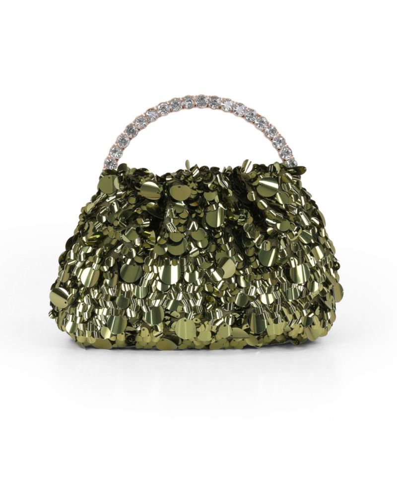 Woman's Holly Crinkle Sequin Crystal Handle Pouch