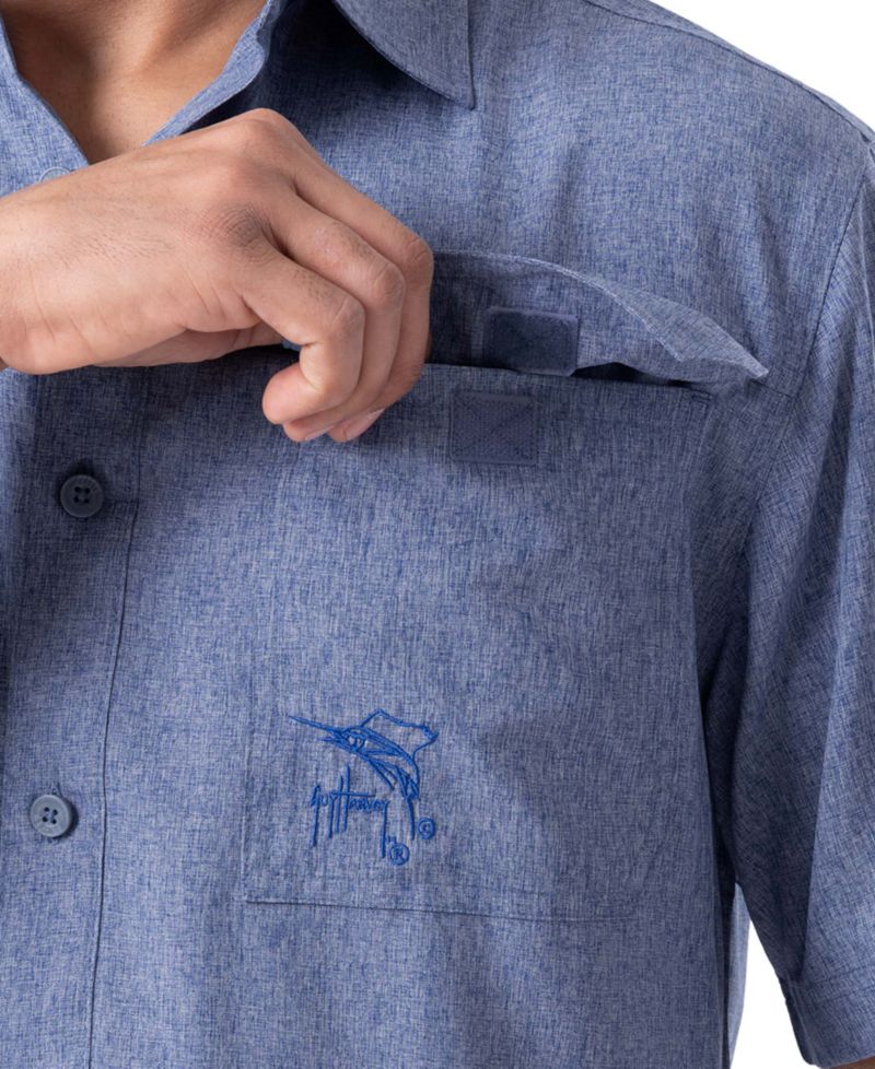 Men's Short Sleeve Heathered Fishing Shirt