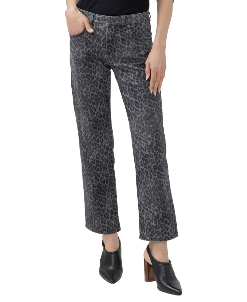 Women's Chelsea Straight Low-Rise Leopard-Print Jeans