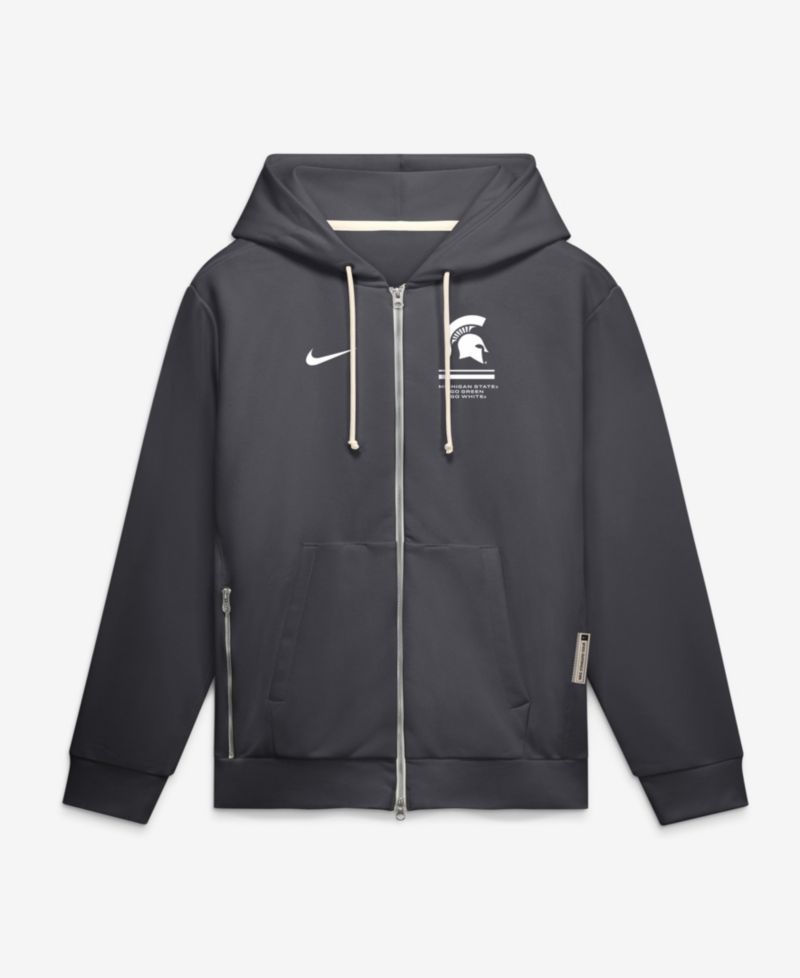 Men's Anthracite Michigan State Spartans 2026 Sideline Standard Issue Dri-FIT Full-Zip Hoodie