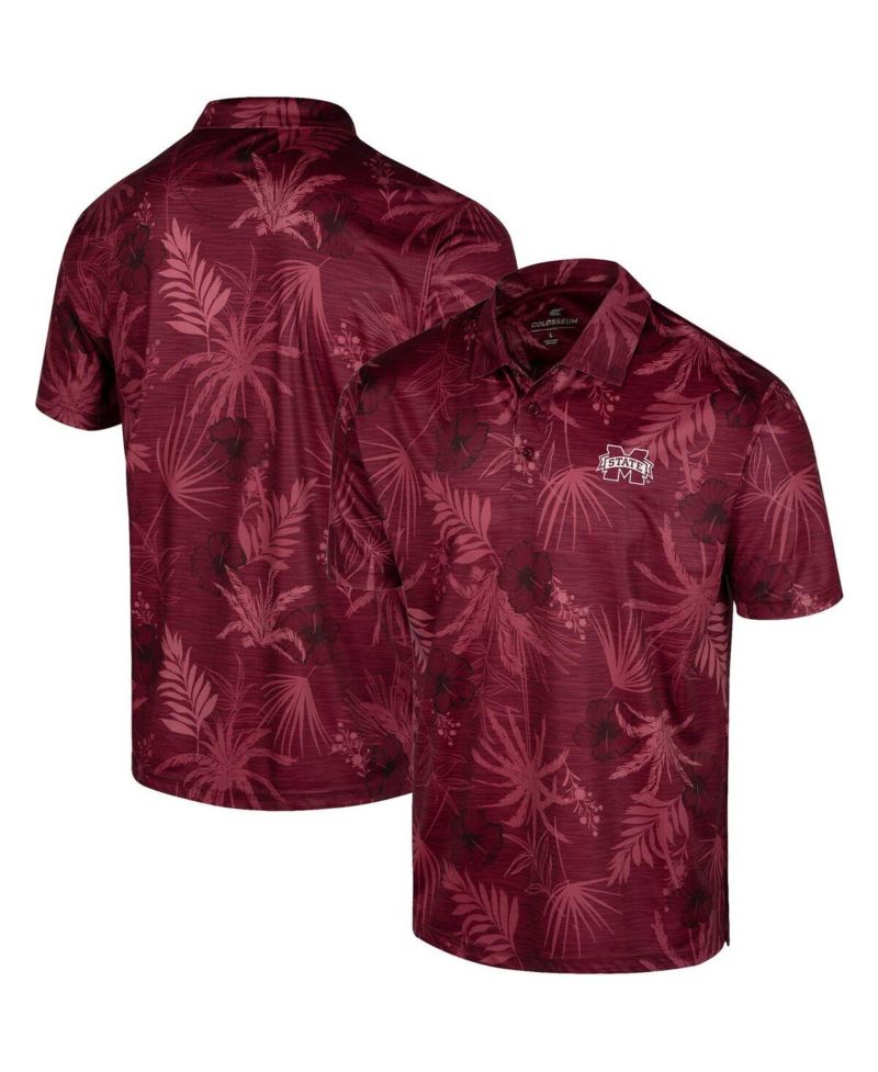 Men's Maroon Mississippi State Bulldogs Palms Team Polo Shirt