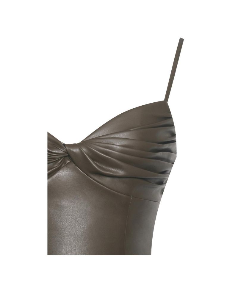 Women's Parisia Cocoa Faux Leather Drop Waist Maxi Dress