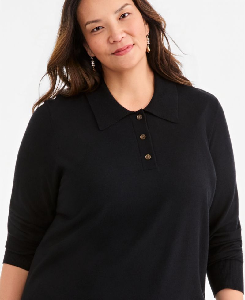 Women's Long-Sleeve Polo Sweater