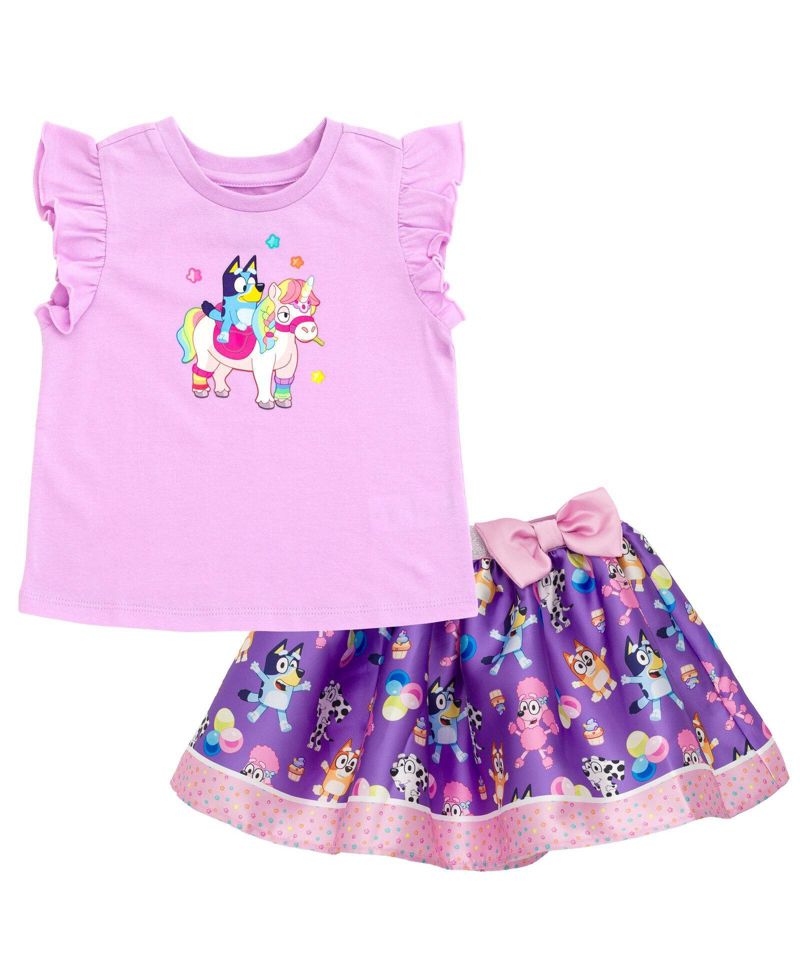 Girls' (5-12) 2-Piece T-Shirt and Skirt Set