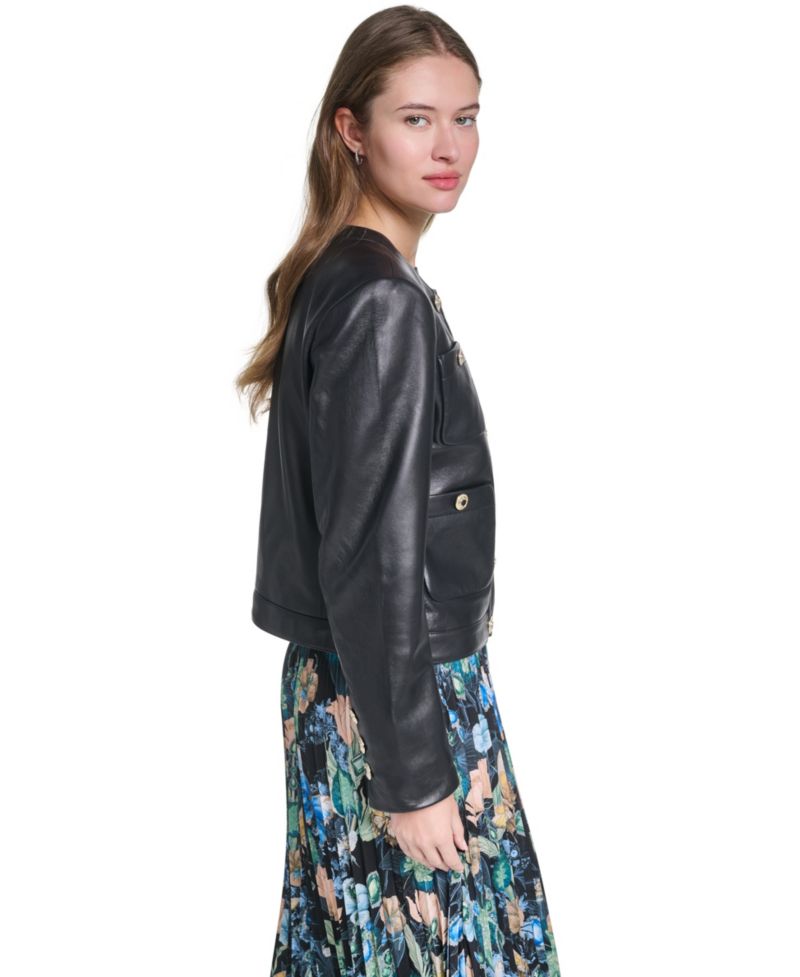 Women's Leather Button-Front Jacket