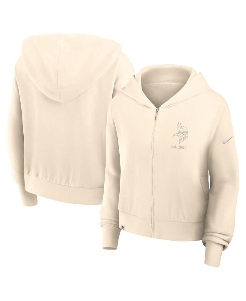 Women's Cream Minnesota Vikings Glory Cropped Full-Zip Hoodie