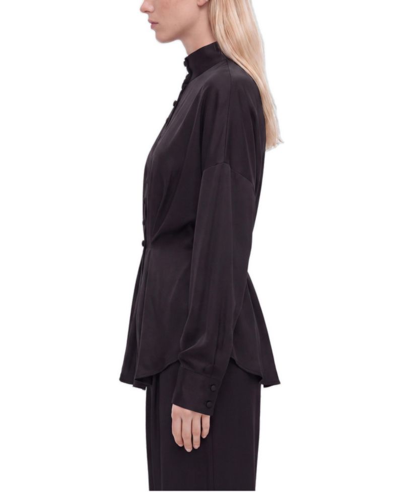 Women's Long-Sleeve Button-Up Tie-Detail Blouse