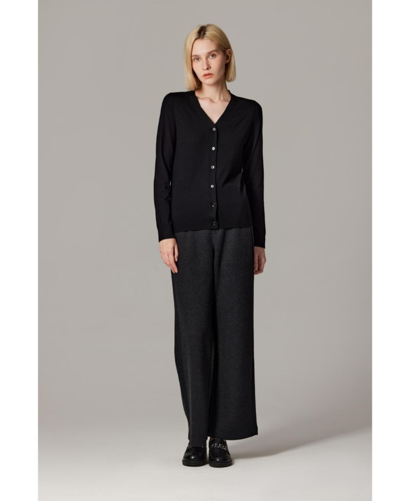 Women's Merino Wool Light Weight Cardigan Ultra Soft Fine Gauge V Neck Sweaters