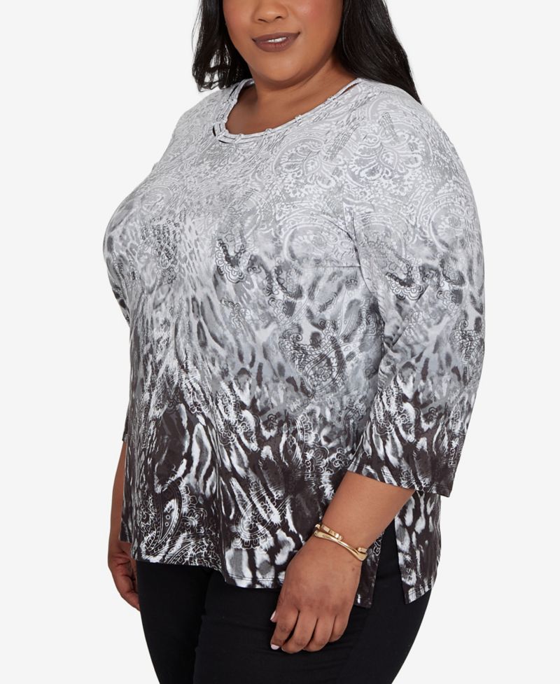 Plus Size Mono Ombre Animal Print Top