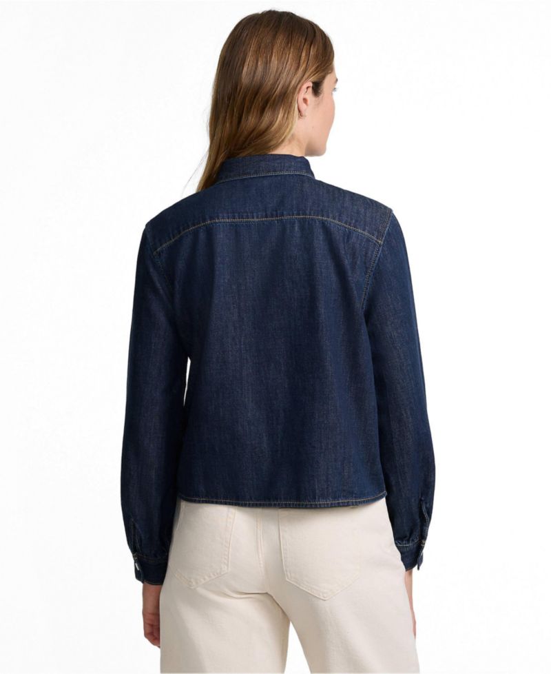 Women's Long-Sleeve Cropped Denim Shirt